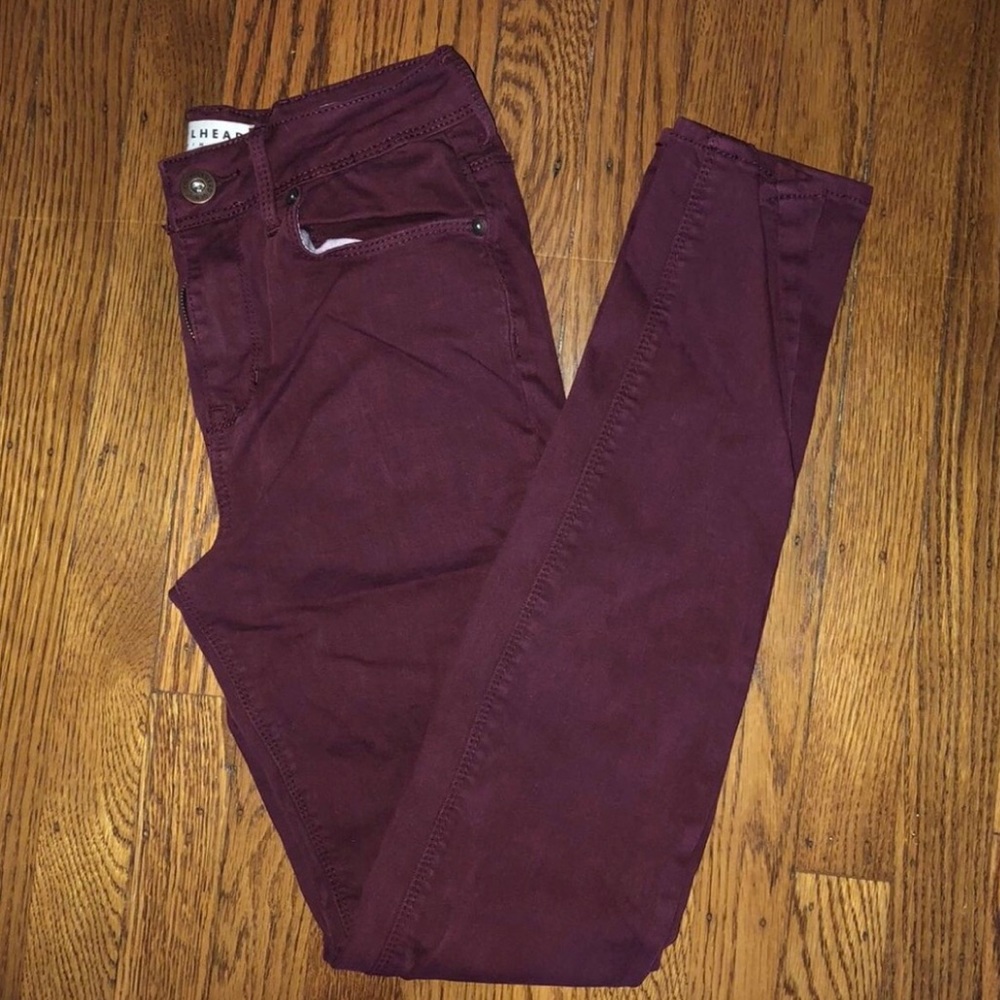 Maroon high waisted jeans